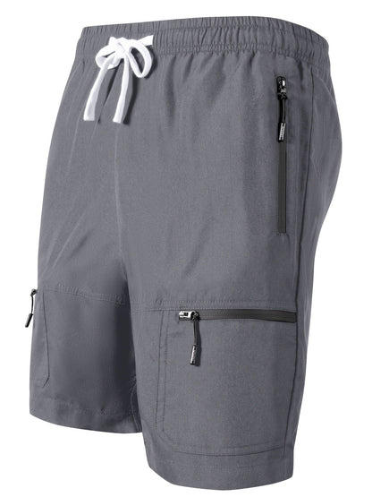 Men's Sports Shorts with Zipper Pockets and Drawstring – Perfect for Leisure and Fitness