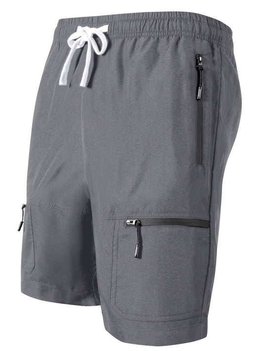Men's Sports Shorts with Zipper Pockets and Drawstring – Perfect for Leisure and Fitness