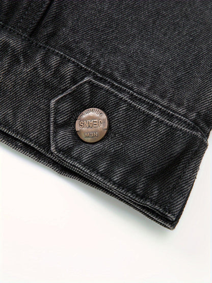 Men's black washed sleeveless denim vest