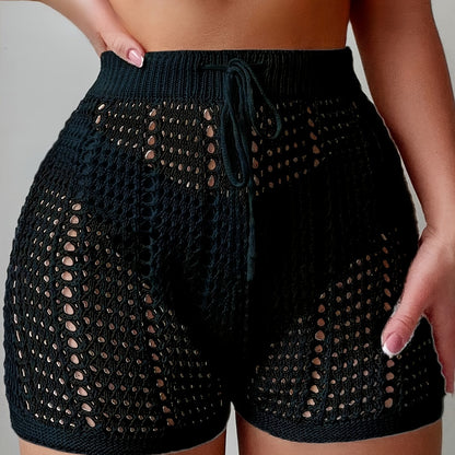 Women's Crochet Shorts High Waist Beachwear – Airy Mesh Shorts for Vacation and Summer