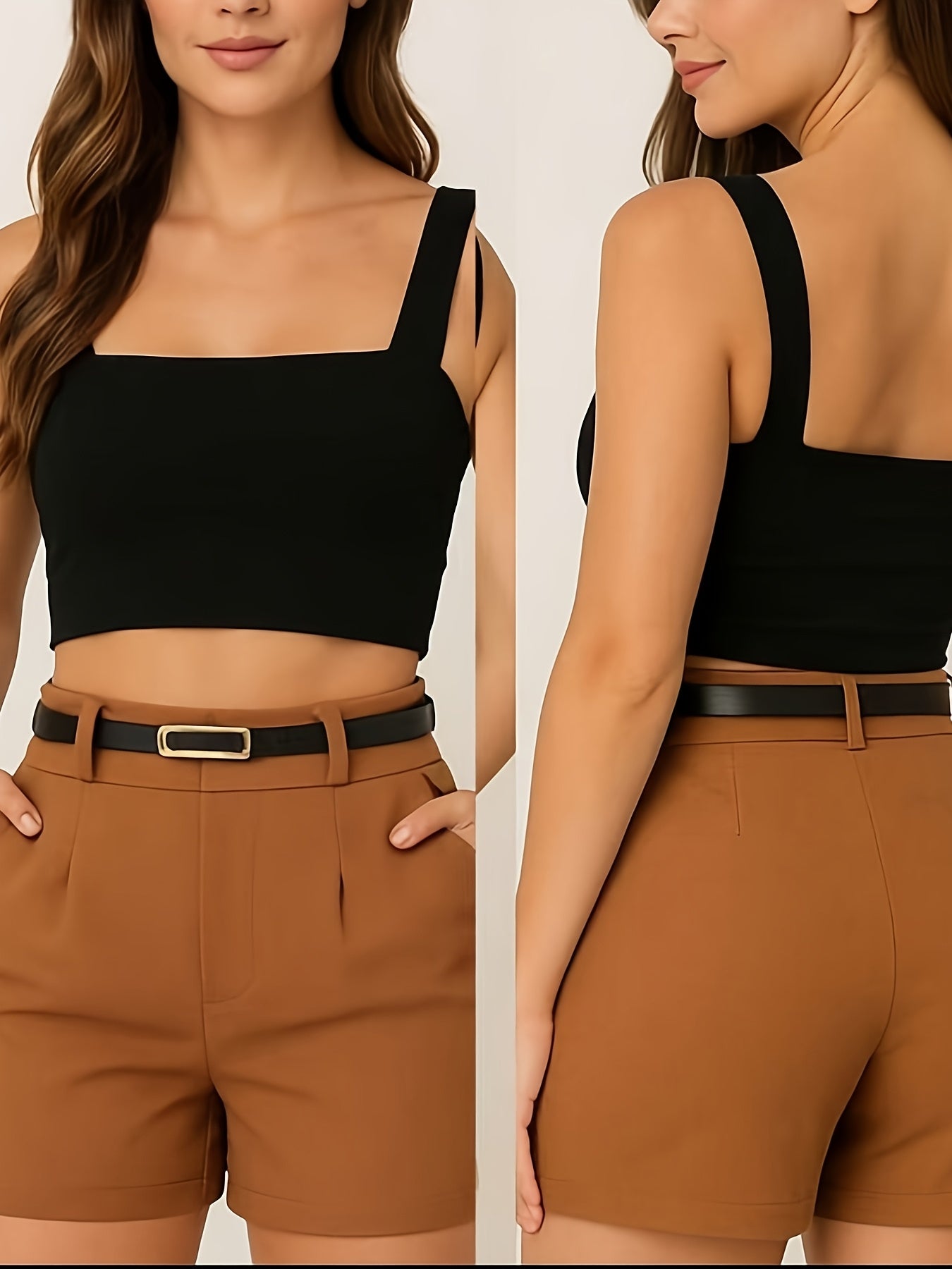 Women's Elegant Short Top and High-Waist Shorts Set – Summer Outfit for Casual and Events