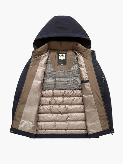 Men's Down Jacket with Hood – Winter Outdoor Quilted Jacket for Leisure & Everyday Use