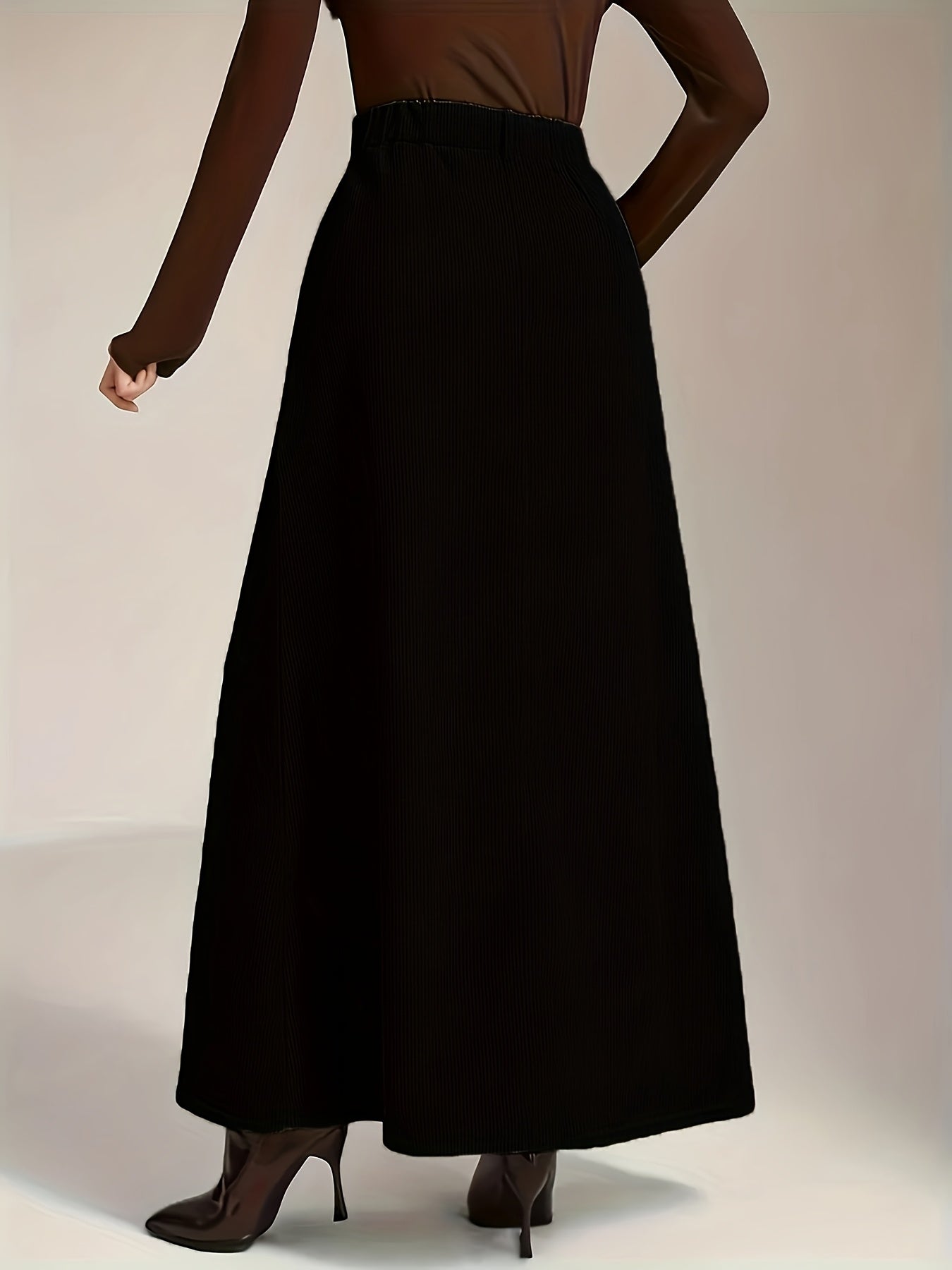Damen A-Linien Maxirock mit hoher Taille und Textur