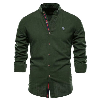 Men's Stand Collar Casual Shirt Slim Fit Long Sleeve – Modern Henley Shirt for Everyday & Leisure