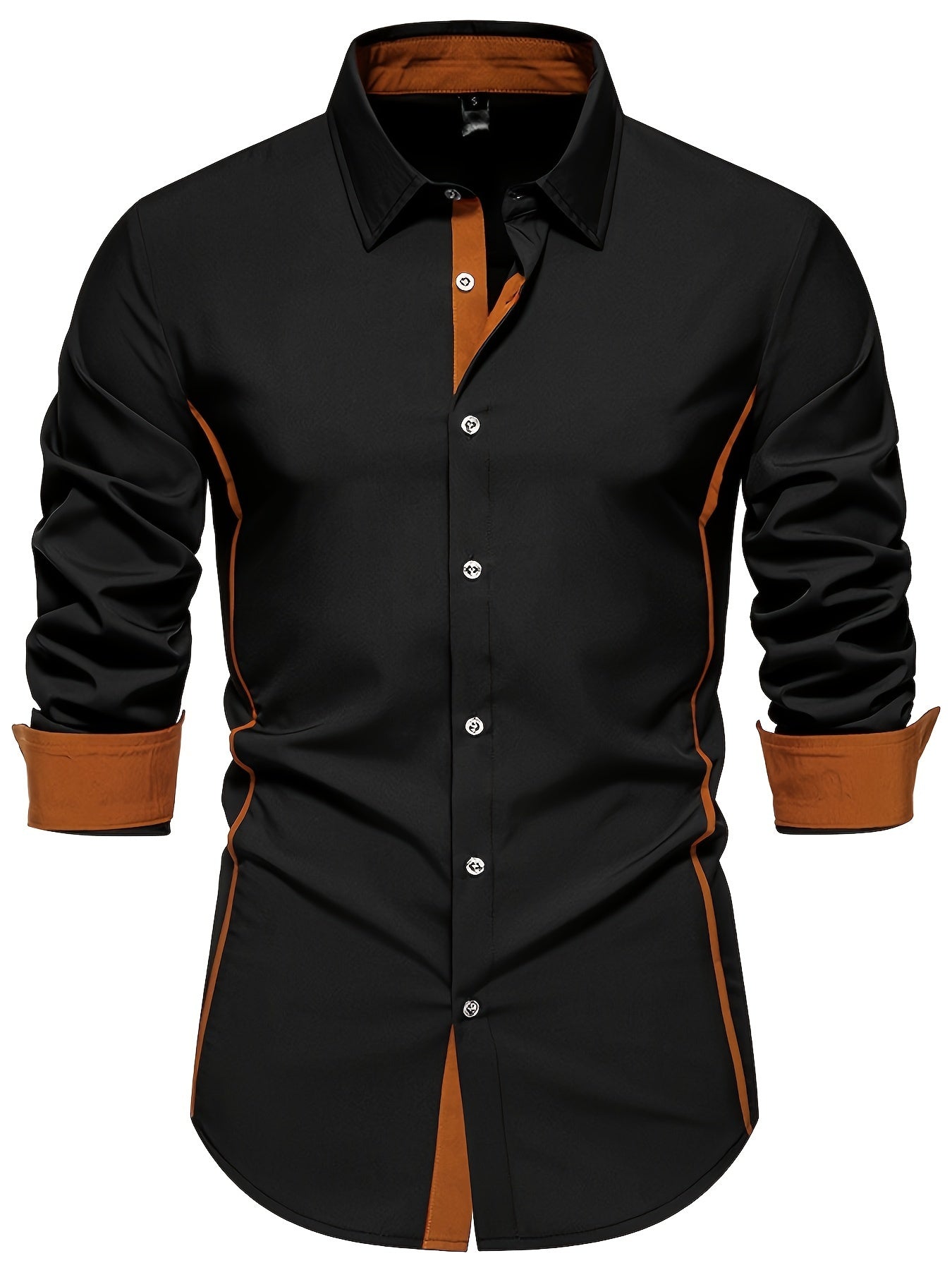 Herren Freizeit Slim Fit Hemd mit Kontrastdetails – Modernes Langarm Business & Casual Shirt