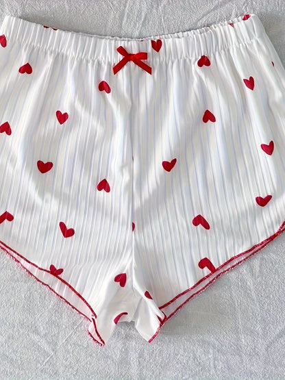 Damen Pyjama Set mit Herzchen-Muster, zweiteilig, für Sommer, sexy Stil, Schlafanzug
