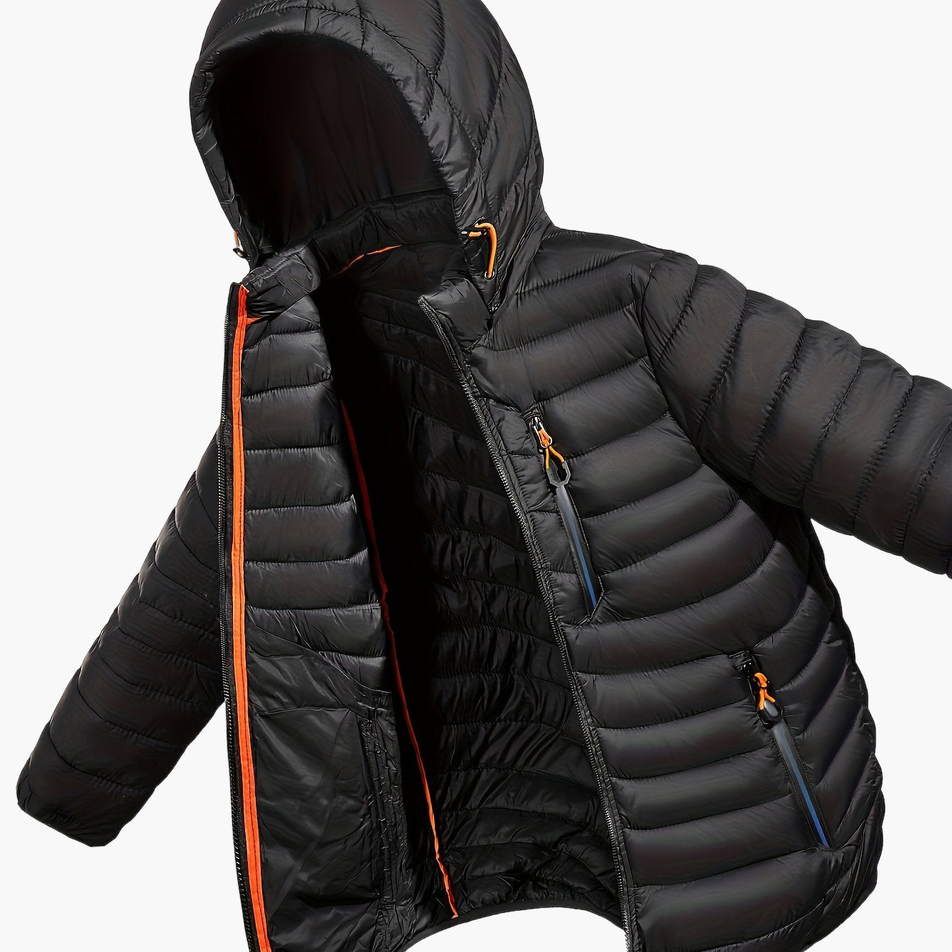 Men's Quilted Jacket with Hood – Lightweight Outdoor Transitional Jacket, Casual Style