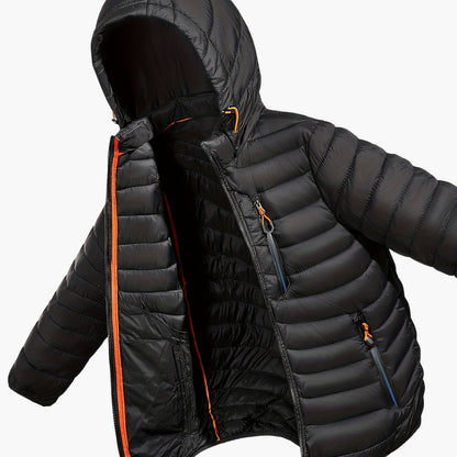 Men's Quilted Jacket with Hood – Lightweight Outdoor Transitional Jacket, Casual Style