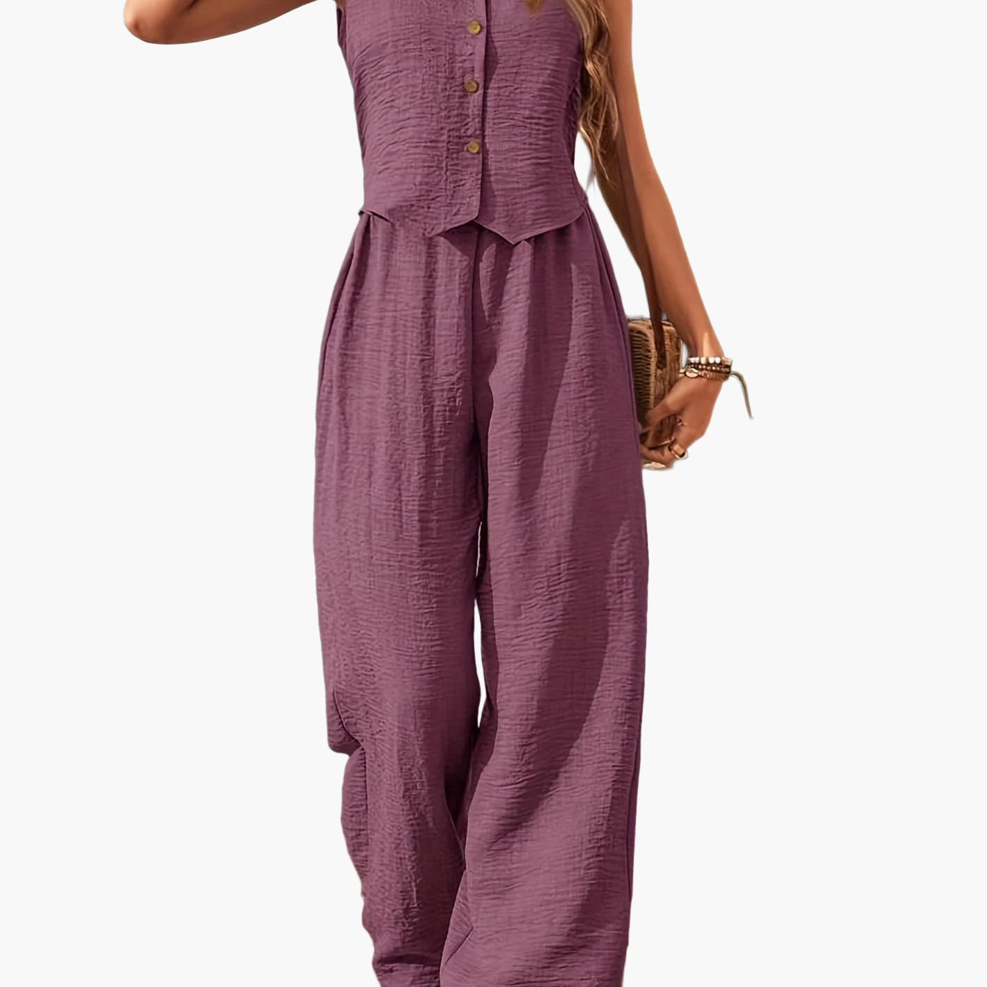 Women's Two-Piece Set – Elegant Sleeveless Vest and Pants Outfit for Leisure and Summer