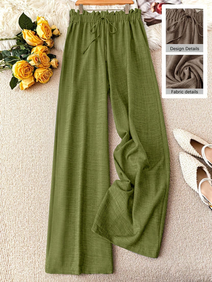 Damen Weite Freizeithose im Straight-Leg-Stil mit Kordelzug – Perfekt für Frühling & Sommer