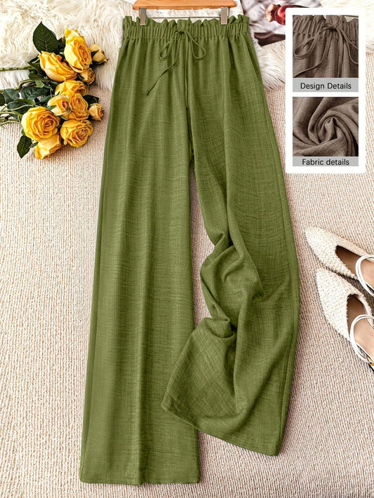 Women's loose casual pants in straight-leg style with drawstring – Perfect for spring & summer