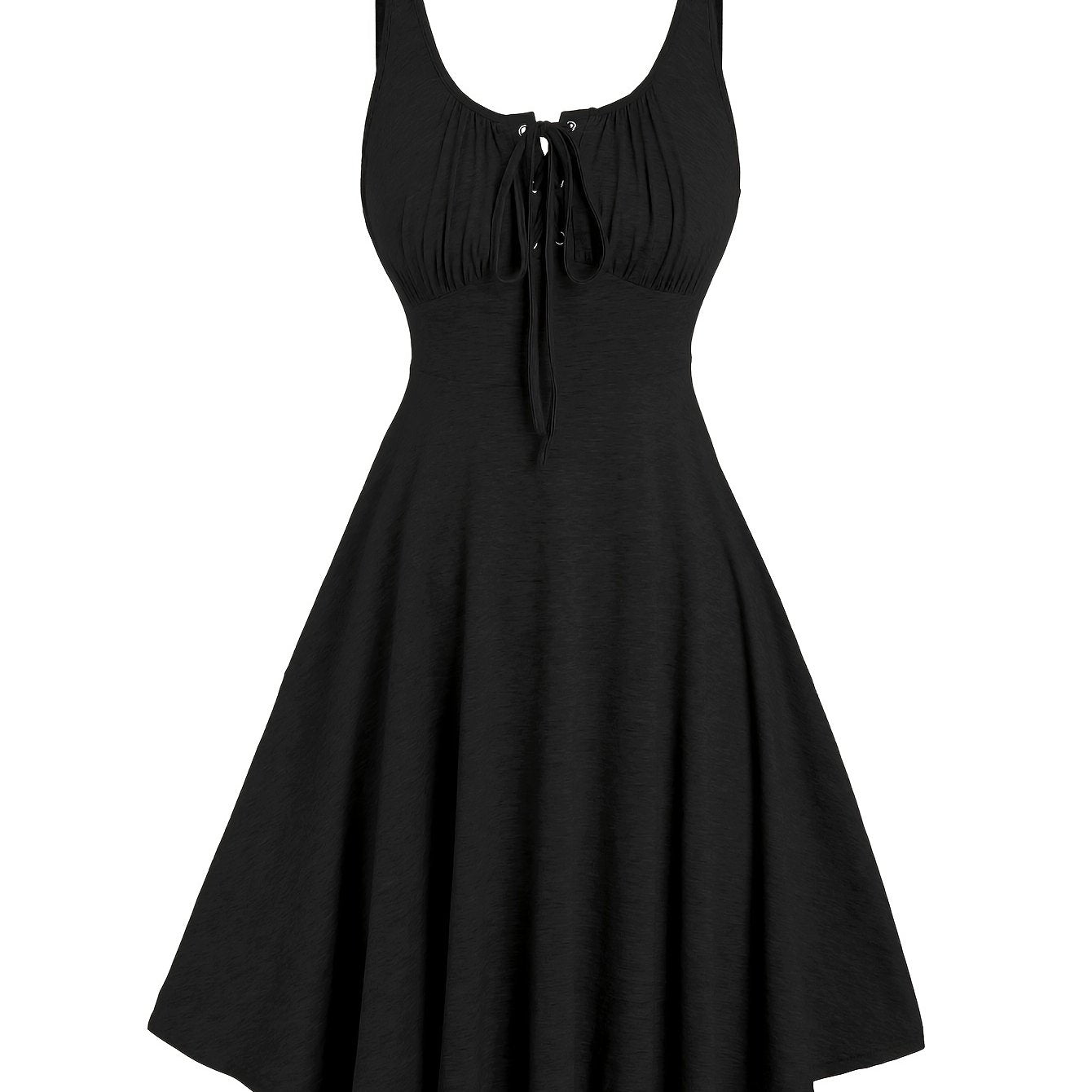 Damen Skaterkleid mit Schnürung – Freizeitkleid im Vintage-Stil für Alltag und Sommer