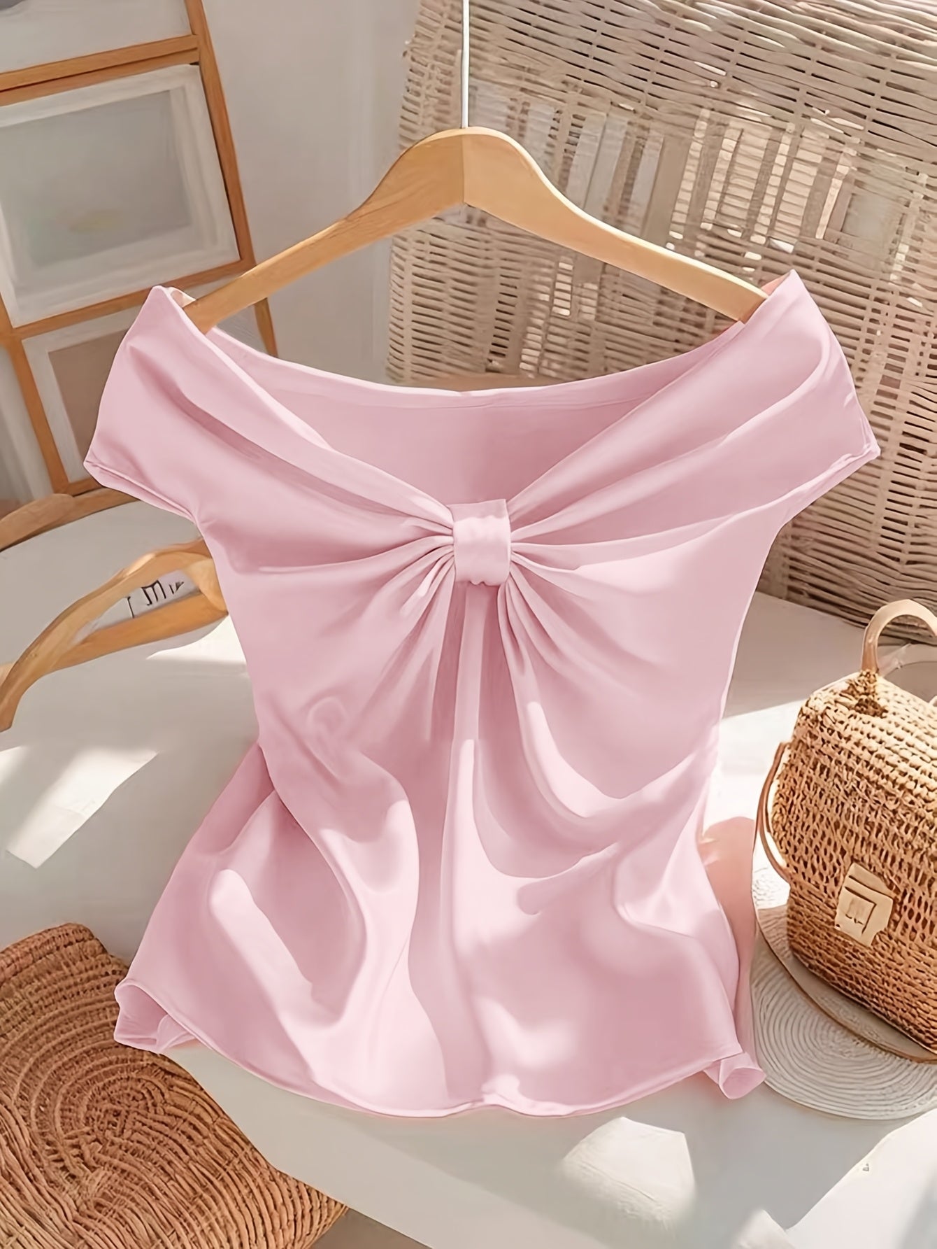 Women's Off-Shoulder Blouse with Bow Detail – Elegant Top for Special Occasions