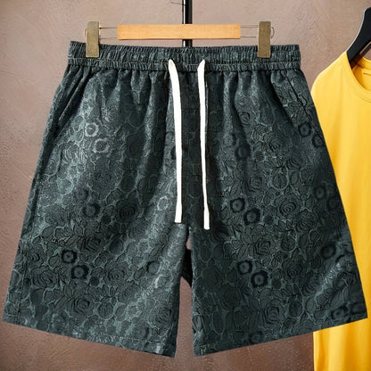 Men's jacquard shorts with floral pattern for casual and street style