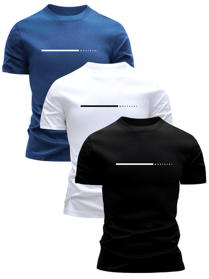 Men's T-shirt with minimalist "whatever" print, casual style, modern design, for everyday wear and leisure