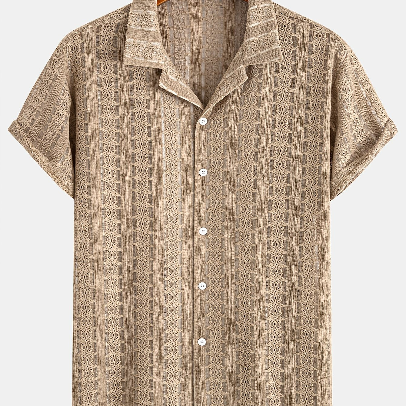 Herren Kurzarm Resorthemd mit Spitze und Knopfleiste – Modernes Freizeitshirt für Sommer und Urlaub