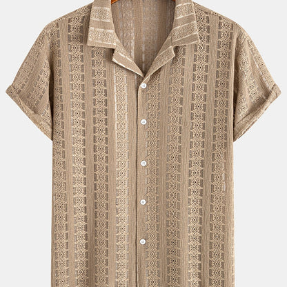 Herren Kurzarm Resorthemd mit Spitze und Knopfleiste – Modernes Freizeitshirt für Sommer und Urlaub