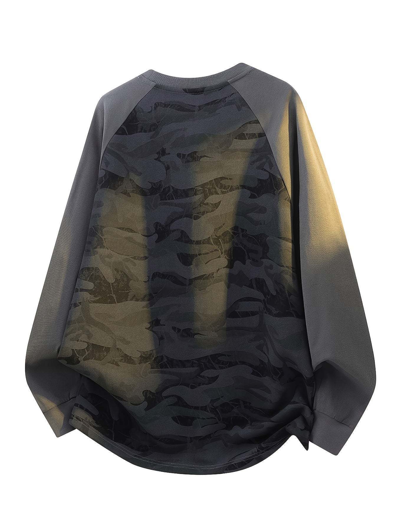 Unisex long-sleeve shirt, camouflage, raglan sleeves, crew neck, casual