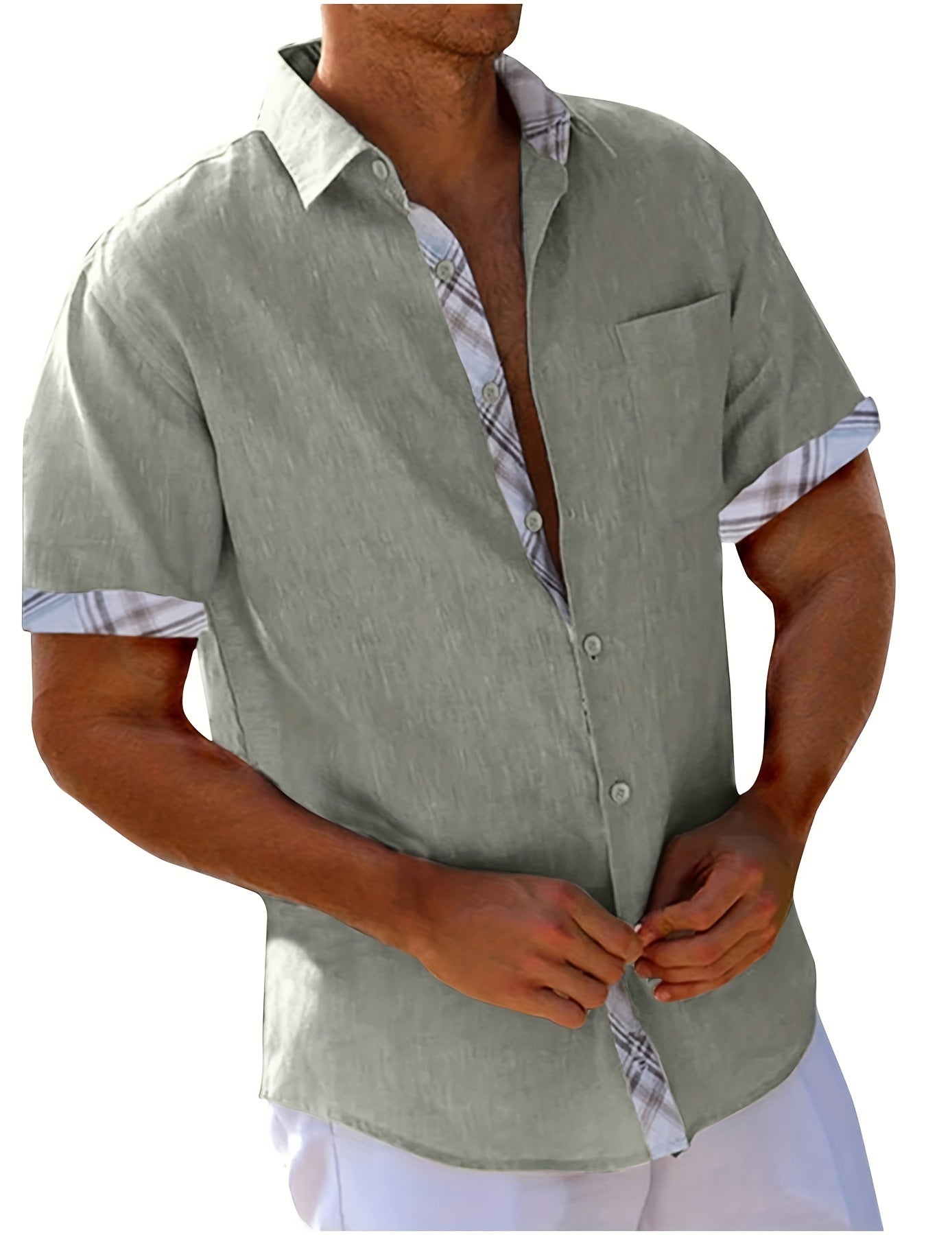 Men's Short-Sleeve Casual Shirt with Contrast Elements – Summer Shirt for Beach and Everyday Wear