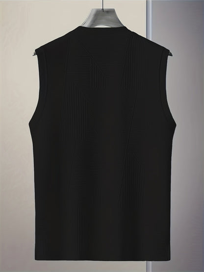 Men's Sleeveless Casual Tank Top – Modern Textured Design, Summer Leisure Shirt
