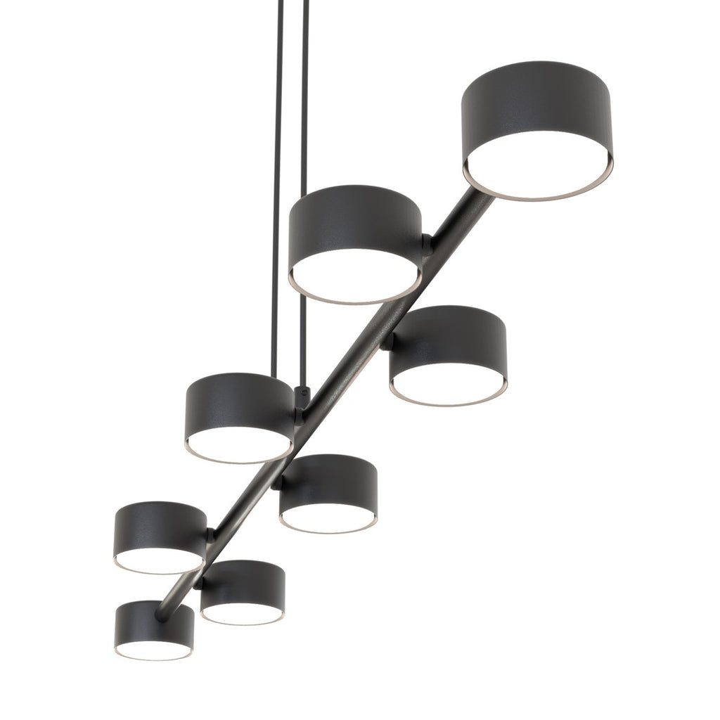 Hanglamp gepoedercoat staal modern Megara zwart 100 x 19 x 140 cm, 8 lichtpunten voor eettafel