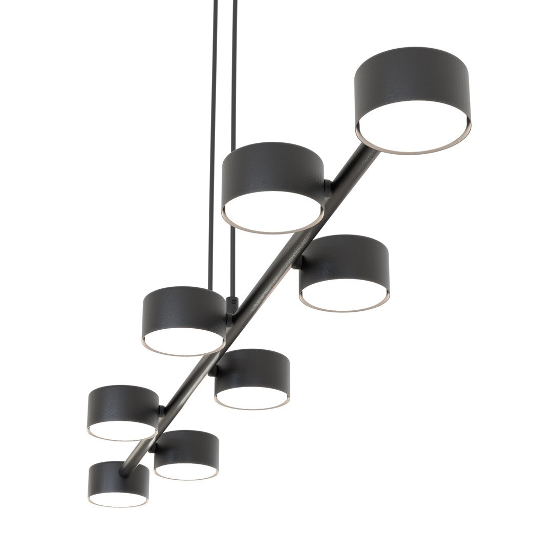 Hanglamp gepoedercoat staal modern Megara zwart 100 x 19 x 140 cm, 8 lichtpunten voor eettafel