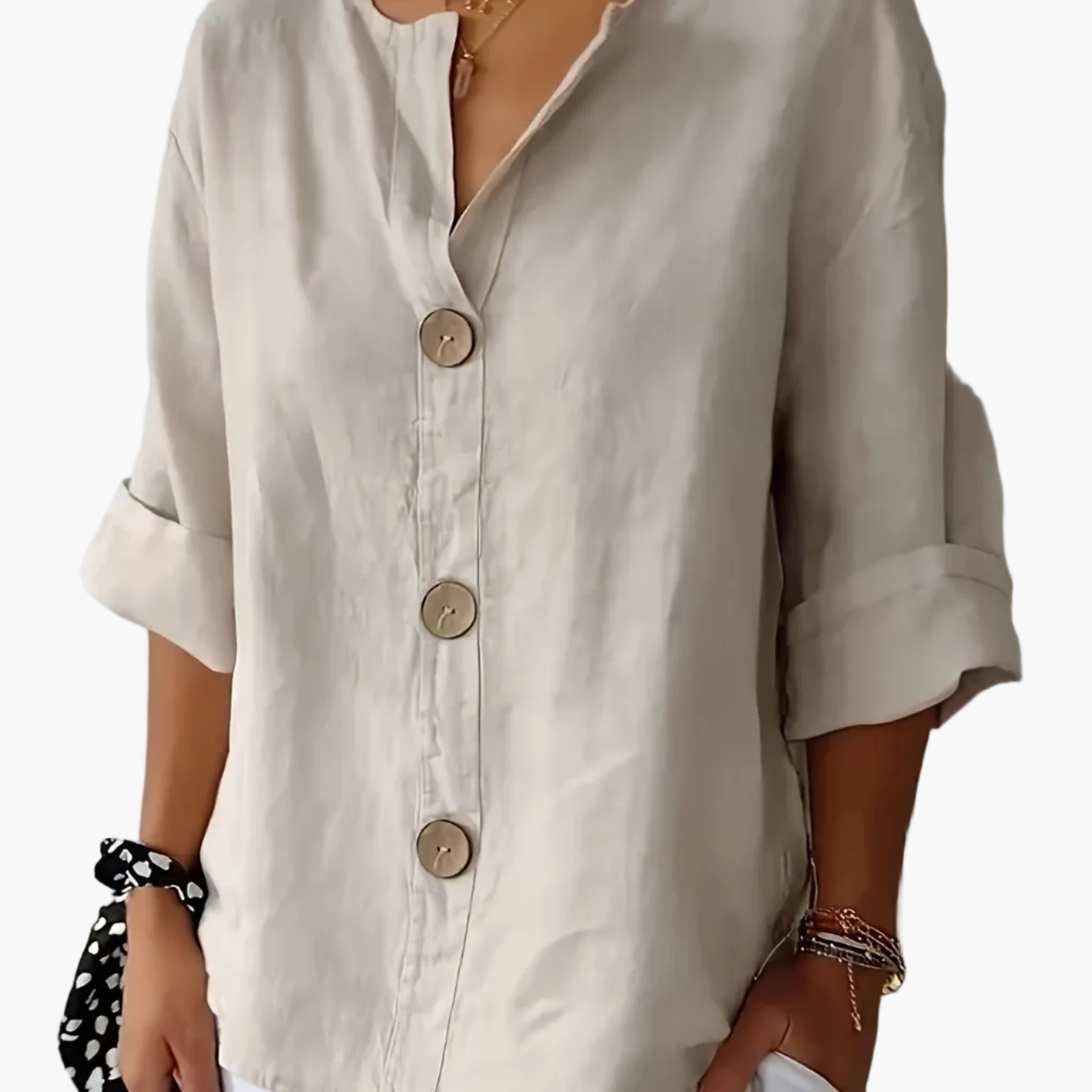 Women's blouse with large buttons and loose fit – everyday & office, casual style