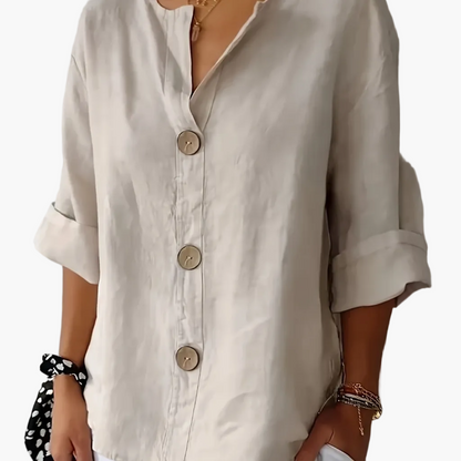 Women's blouse with large buttons and loose fit – everyday & office, casual style