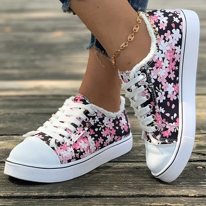 Damen Sneaker Freizeitmode mit Blumenmuster – Bequeme Alltagsschuhe für stilbewusste Frauen