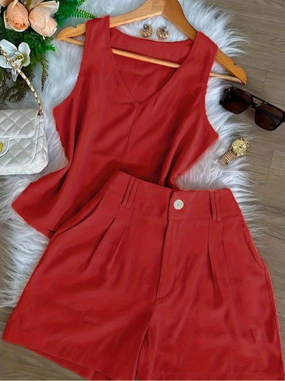 Women's Two-Piece Set – Elegant Top and Shorts for Spring & Summer, Leisure & Everyday Wear