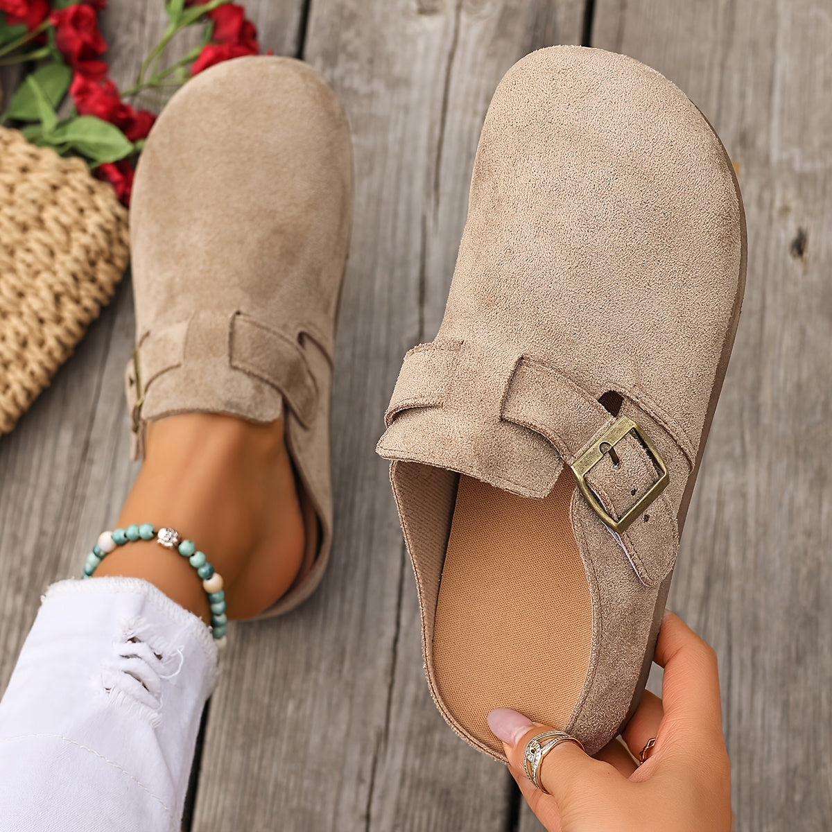 Damen Clogs Mules mit Schnalle – Bequeme Alltagsschuhe im klassischen Stil
