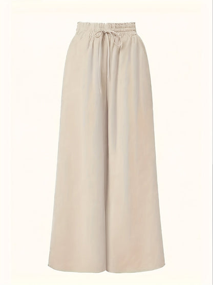 Women's Palazzo Pants with Wide Legs and Paperbag Waist – Elegant High-Waist Style for Casual and Formal Occasions