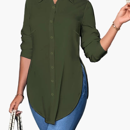Women's Long-Sleeve Blouse Elegant Business Casual Shirt Tunic