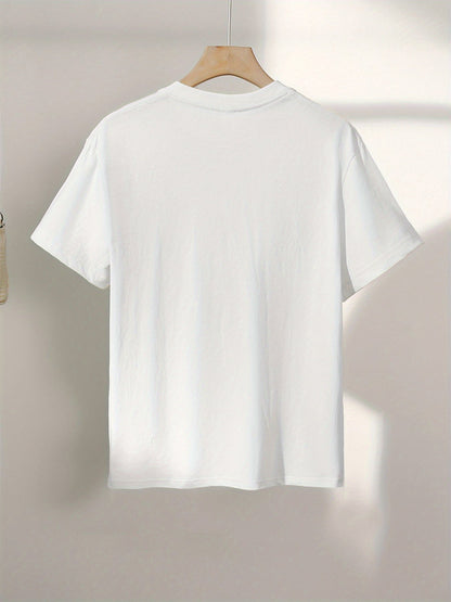 Women's T-shirt with Abstract Face Print, Modern Art Style, Casual Fashion