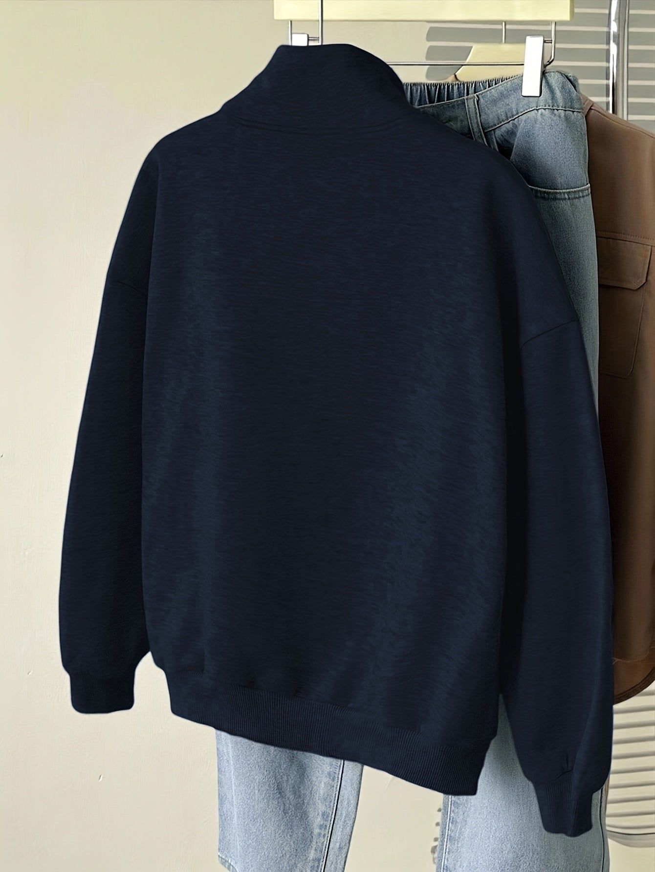 Sweatshirt with half-zip, collar, and Brooklyn print
