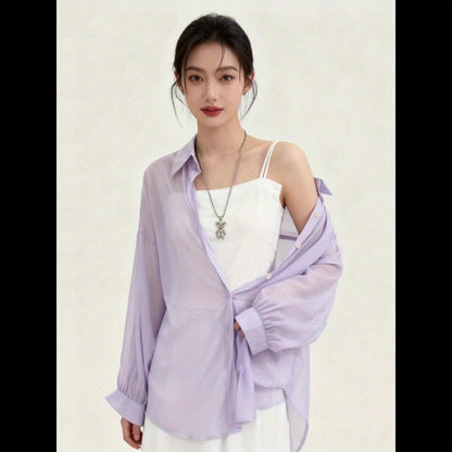Women's Two-Piece Set – Elegant Shirt and Bandeau Top for a Modern Layered Look