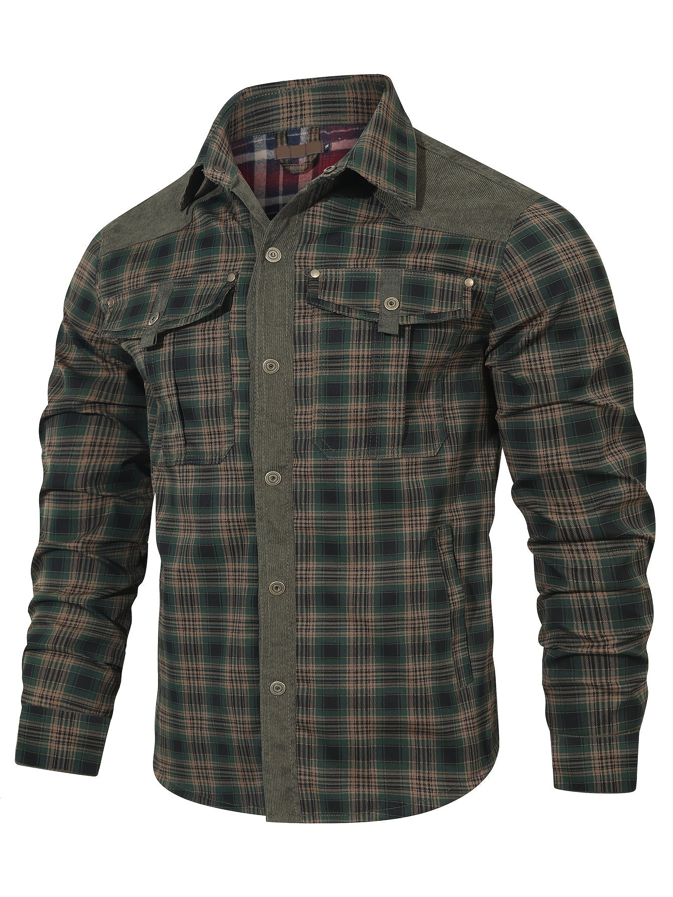 Men's Casual Checkered Shirt Jacket in Softshell Style for Everyday and Outdoor Use