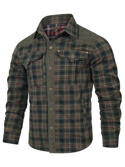 Men's Casual Checkered Shirt Jacket in Softshell Style for Everyday and Outdoor Use