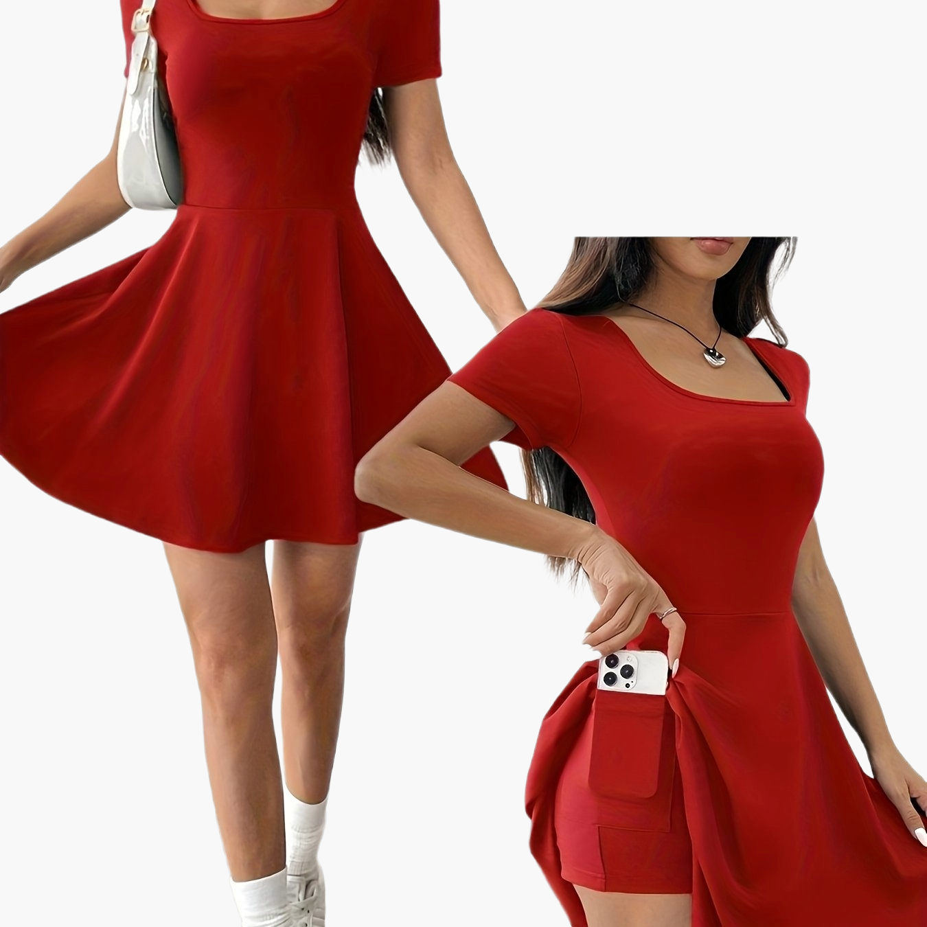 Women's Elegant Casual Dress with Short Sleeves and A-Line Cut – Perfect for Everyday and Going Out
