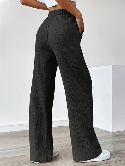 Women's Straight Leg Casual Pants with Button Details and Drawstring – Ideal for Everyday and Leisure
