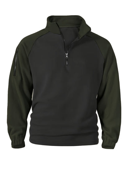 Men's half-zip pullover with fleece look and raglan sleeves