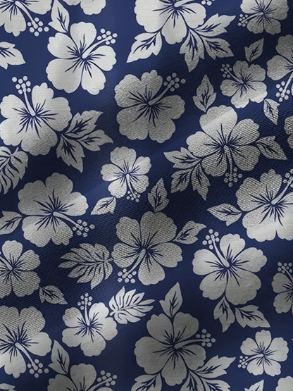 Men's Hawaiian Shirt with Floral Pattern for Vacation and Leisure – Short Sleeve, Regular Fit