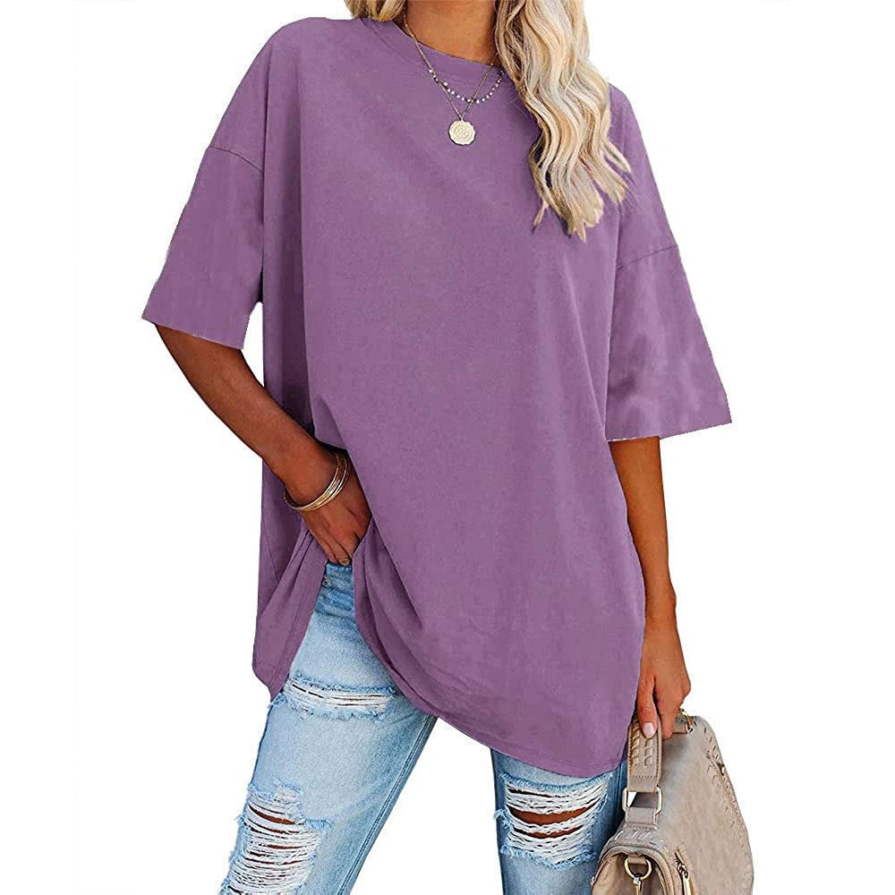 Carly – Loose T-shirt with dropped sleeves and round neckline