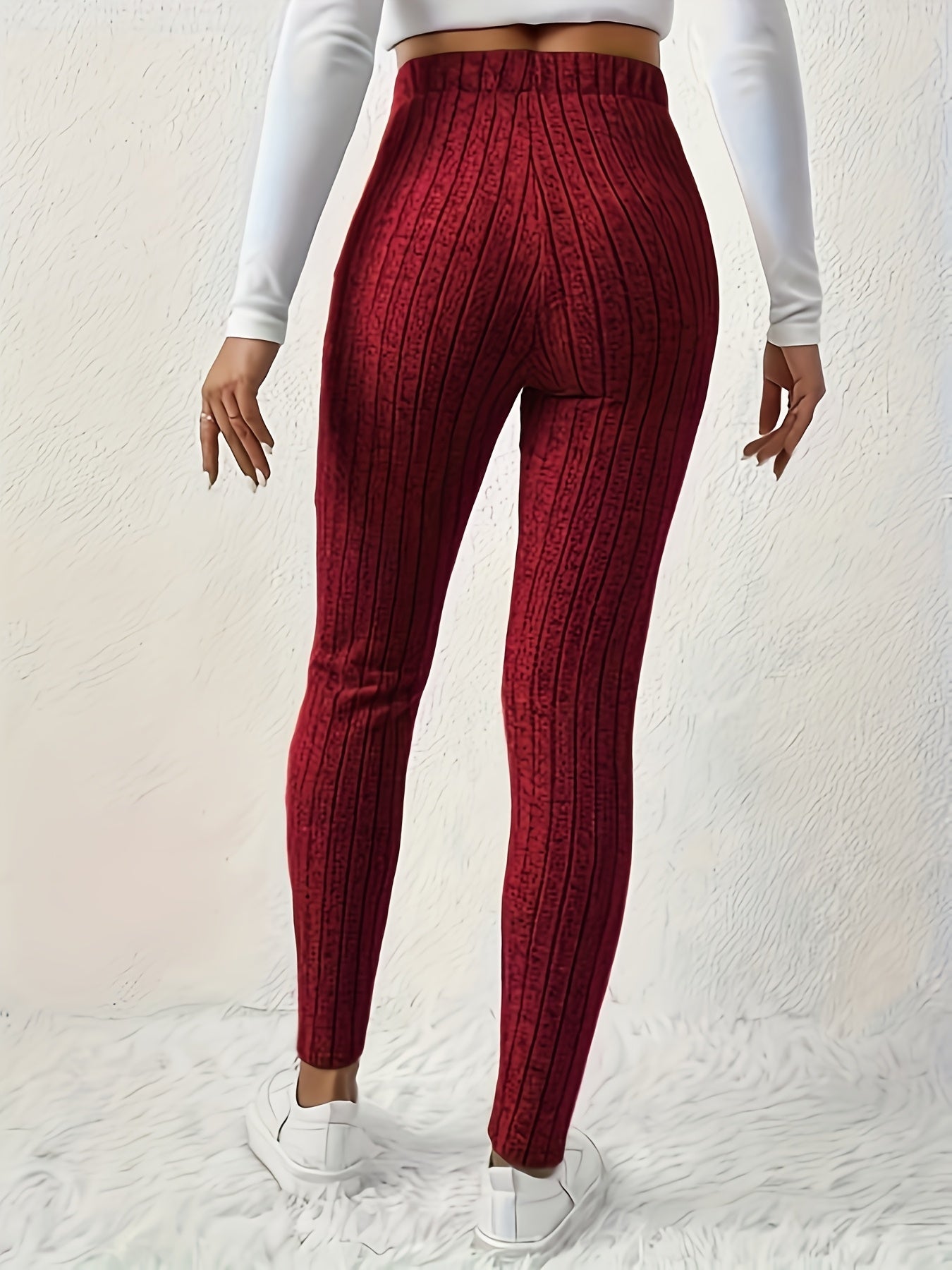 Ribbed leggings for women, high-waisted, slim fit, butterfly detail