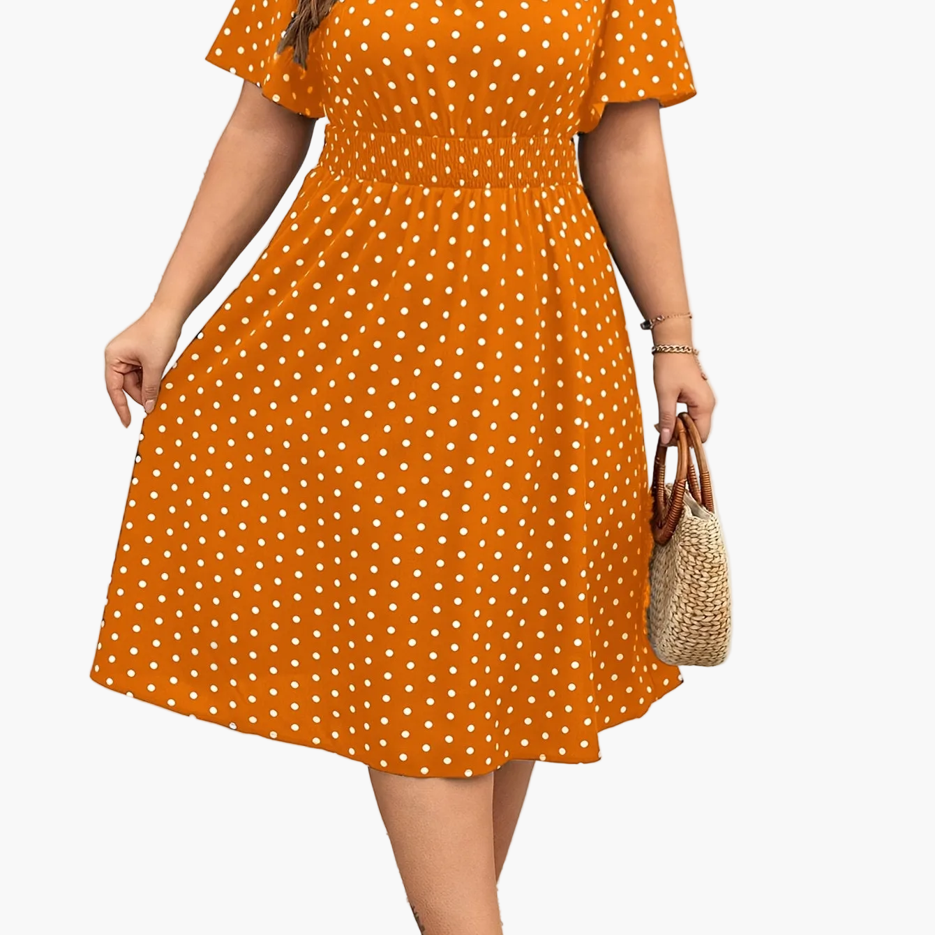 Women's Polka Dot Midi Dress – Elegant Summer Look for Everyday & Leisure