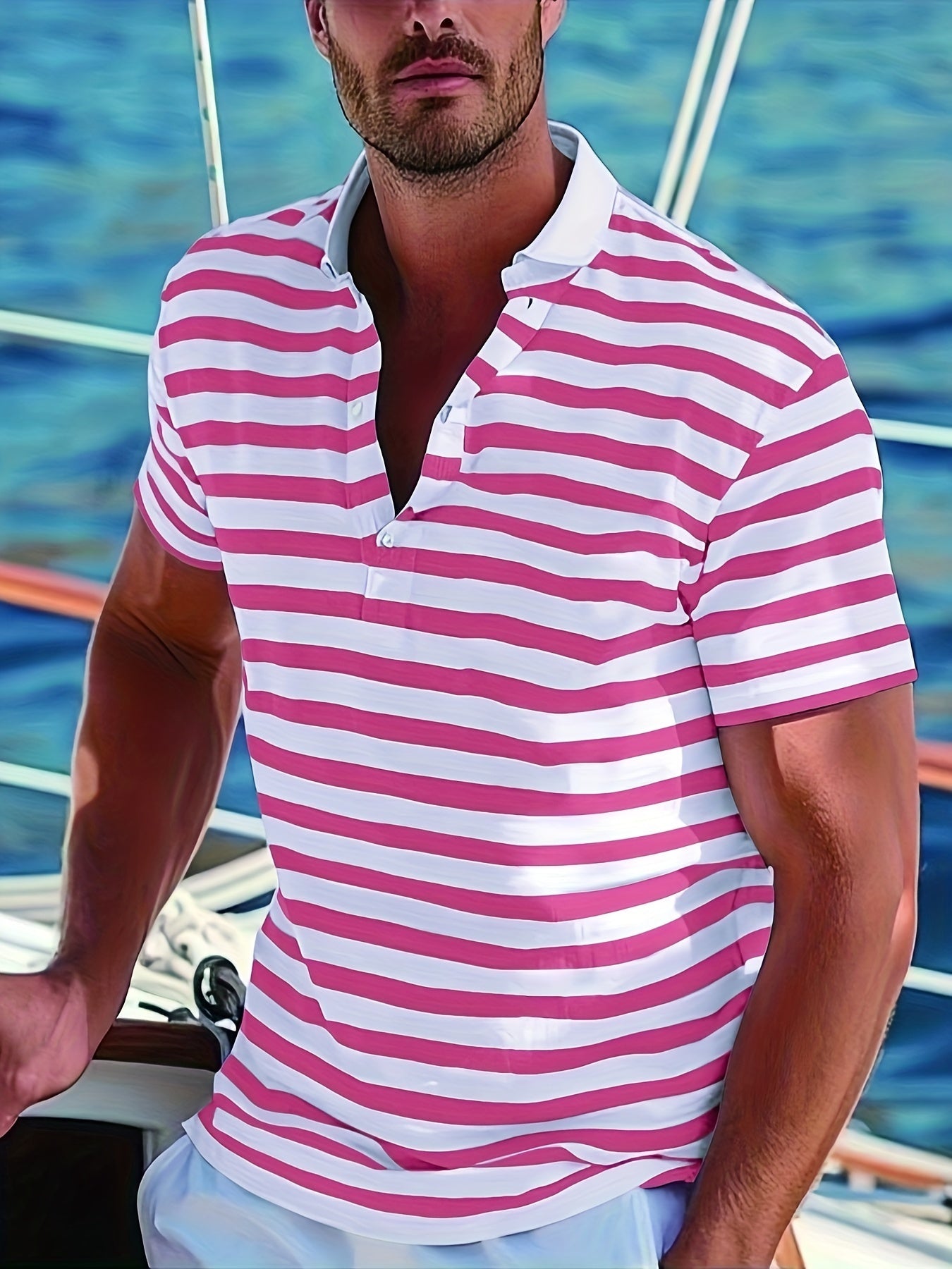 Herren Polo-Shirt mit Streifen – Maritimer Casual-Look für Sommer und Freizeit