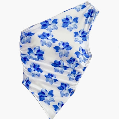 Women's One-Shoulder Swimsuit Elegant Floral Pattern for Spring & Summer