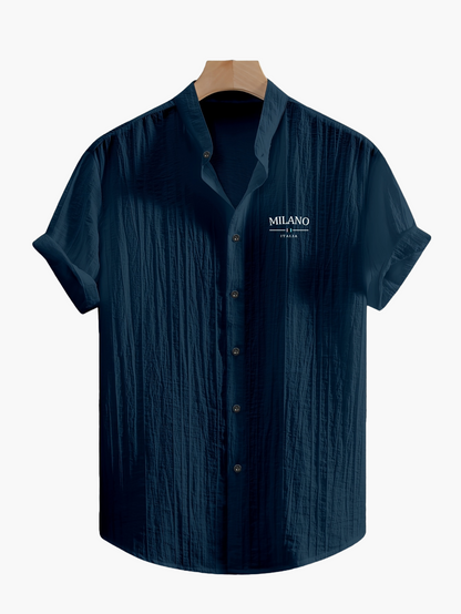 Men's Stand Collar Summer Casual Shirt with Button Placket – Urban Milano Design