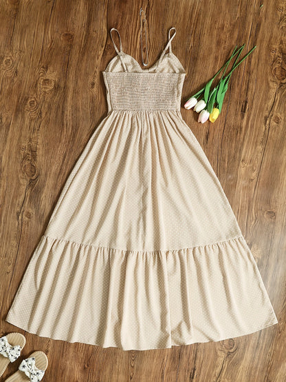 Damen Maxikleid mit Polka Dots und Rüschen – Elegantes Sommerkleid im Vintage-Stil für besondere Anlässe