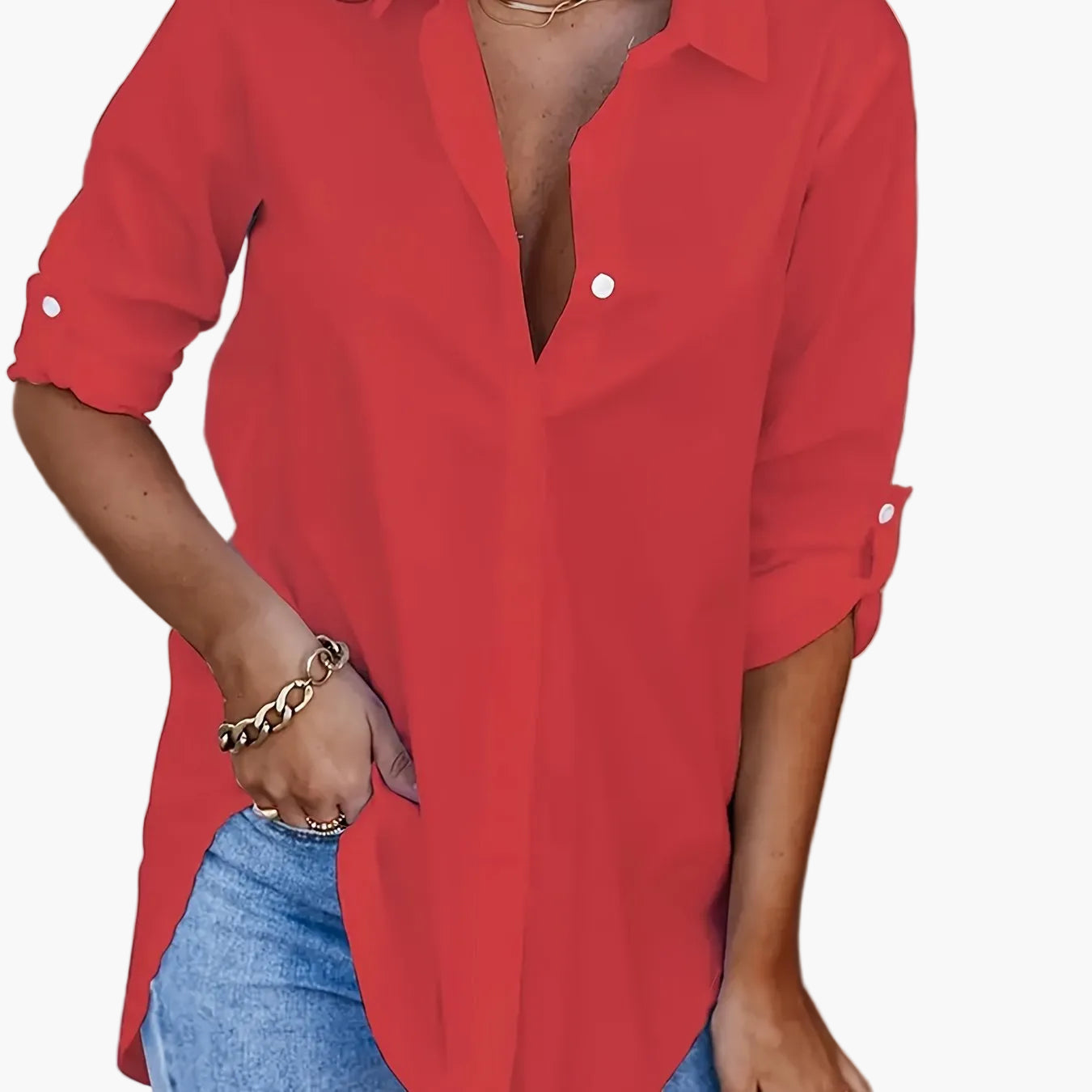 Damen Langarm Oversize Bluse Locker Casual für Alltag und Büro